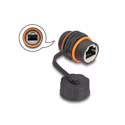 DeLOCK Connettore per cavo da RJ45 femmina a RJ45 femmina Cat.6A con filettatura M20 e cappuccio protettivo IP68 antipolvere e impermeabile
