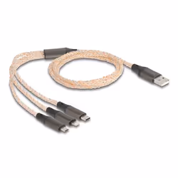 DeLOCK Cavo di ricarica USB RGB 3 in 1 da Type-A a Lightning / Micro USB / USB Type-C1,20 m