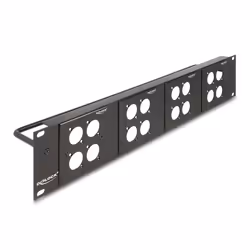 DeLOCK Pannello patch Tipo-D da 19″ con 4 piastre Tipo-D 86 x 86 mm e 4 porte 2U nero, Nero, Metallo, Montaggio a rack, 2U, 9 ...