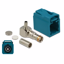 DeLOCK 89723, FAKRA Z, Maschio, 90°, Oro, Blu, Acciaio inox, Ottone, Rame, Nichel, Plastica