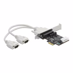 DeLOCK Scheda PCI Express x1 a 2 x Seriale RS-232 con tensione di alimentazione 5 V / 12 V, PCIe, Seriale, A basso profilo, R ...