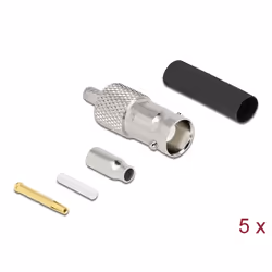 DeLOCK BNC femmina per crimpare RG-174 / RG-316 con tubo termoretraibile adatto, BNC, Femmina, Nichel, 50 Ω, Argento, 11,3 mm