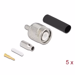 DeLOCK TNC maschio per crimpare RG-174 / RG-316 con tubo termoretraibile adatto, Connettore TNC, Nichel, 50 Ω, Argento, 14,4 ...