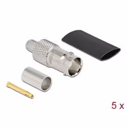 DeLOCK BNC femmina per crimpare RG-59 con tubo termoretraibile adatto, BNC, Femmina, 1,1 cm, Nichel, 75 Ω, Argento
