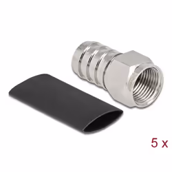 DeLOCK F maschio per crimpare RG-59 con tubo termoretraibile adatto, Tipo F, Nichel, 75 Ω, Argento, 11 mm, 21 mm