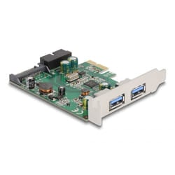 DeLOCK Scheda PCI Express x1 con 2 x USB 3.2 Gen 1 Tipo-A esterne + 1 x USB interno a 19 pin maschio - Fattore di forma a basso profilo