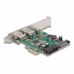 DeLOCK Scheda PCI Express x1 con 2 x USB 3.2 Gen 1 Tipo-A esterne + 1 x USB interno a 19 pin maschio - Fattore di forma a basso profilo
