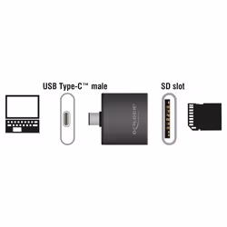 DeLOCK 91498 lettore di schede USB 3.2 Gen 1 (3.1 Gen 1) Type-C Nero