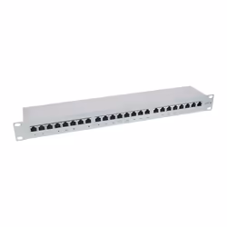 InLine Patch Panel Cat.6, 24-porte, 48,26cm (19"), 1HE, grigio chiaro, RAL7035, RJ-45, Cat6, Grigio, Montaggio a rack, 1U