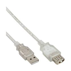 InLine Cavo USB 2.0 A maschio / A femmina, prolunga, dorato, trasparente, 3m