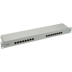 InLine Patch Panel Cat.6, 16-porte, 48,26cm (19"), 1HE, grigio chiaro, RAL7035