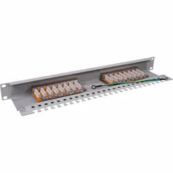 InLine Patch Panel Cat.6, 16-porte, 48,26cm (19"), 1HE, grigio chiaro, RAL7035