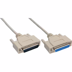 InLine Cavo seriale, Sub-D 25pin M a Sub-D 25pin F pressofuso, Pin 1:1, 10m, Beige, 10 m, DB25M, DB25F