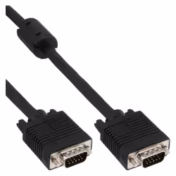 InLine Cavo S-VGA Sub-D 15pin HD maschio / maschio, 10m, ferrite, schermato, 10 m, Nero, Oro