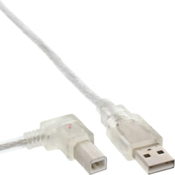 InLine Cavo USB 2.0 A maschio / B maschio, trasparente, Angolato Sinistra, 2m