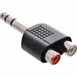 InLine Adattatore Audio, 6,3mm Jack maschio a 2x RCA femmina, Stereo, 6.3mm jack male, 2x RCA F, Nero