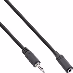 InLine Cavo Audio, Jack 2,5mm maschio a Jack 3,5mm femmina, Tricanale 4pin,0,2m, 2.5mm, Maschio, 3.5mm, Femmina, 0,2 m, Nero