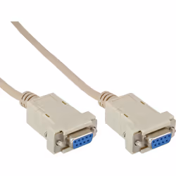 InLine Cavo Nullmodem, Sub-D 9/9pin F-F, beige, pressofuso, 10m, Beige, 10 m, DB9, DB9, Femmina, Femmina
