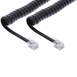 InLine Cavo modulare spiralato, maschio-maschio, RJ10, 1:1, nero, max. 2m, 2 m, RJ10, RJ10, Nero, Maschio, Maschio