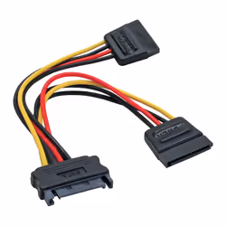 InLine Cavo di alimentazione a Y, 1x Sata 15pin M a 2x SATA 15pin F, 0,15m, 0,15 m, Maschio/Femmina, Multicolore