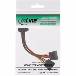 InLine Cavo di alimentazione a Y, 1x Sata 15pin M a 2x SATA 15pin F, 0,15m