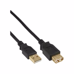 InLine Cavo USB 2.0 A maschio / A femmina, prolunga, dorato, nero, 3m, 3 m, USB A, USB A, Maschio/Femmina, 0,48 Gbit/s, Nero