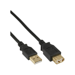InLine Cavo USB 2.0 A maschio / A femmina, prolunga, dorato, nero, 3m