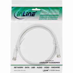 InLine Cavo antenna SAT, spinotti F, fattore di schermatura >75dB, bianco, 0,5m