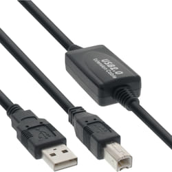 InLine Cavo USB 2.0 A maschio / B maschio, Attivo Repeater, nero, 10m