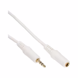 InLine Prolunga Audio Jack 3,5mm M-F, stereo, dorato, bianco, 1m, 3.5mm, Maschio, 3.5mm, Femmina, 1 m, Bianco