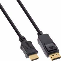 InLine Cavo DisplayPort M a HDMI M, 2m, Audio, HDTV, FullHD, DP1.1, dorato, 2 m, DisplayPort, HDMI, Oro, Nero, Maschio/Maschi ...