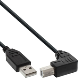 InLine Cavo USB 2.0 A maschio / B maschio, nero, Angolato v/ Basso, 1m