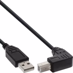 InLine Cavo USB 2.0 A maschio / B maschio, nero, Angolato v/ Basso, 2m, 2 m, USB A, USB B, Maschio/Maschio, 0,48 Gbit/s, Nero