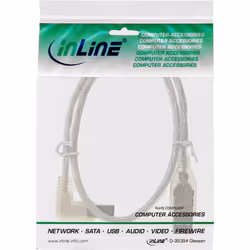 InLine Cavo USB 2.0 A maschio / B maschio, trasparente, Angolato Sinistra, 1m