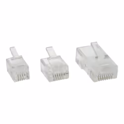 InLine Spina modulare 6P4C RJ11 a crimpare su cavo piatto, conf.100pz, RJ-11, Trasparente, Bianco, Plastica, 100 pz