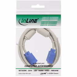 InLine Cavo S-VGA Sub-D 15pin HD maschio / maschio, 2m, ferrite, schermato