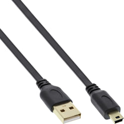 InLine Cavo USB 2.0 Mini, Am/ Mini Bm(5pol.), Piatto, dorato, nero, 2m