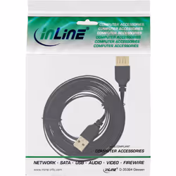 InLine Cavo USB 2.0 A maschio / A femmina, Piatto, prolunga, dorato, nero, 1m