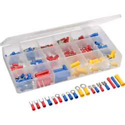 InLine Terminali e capicorda in comodo box contenitore, assortimento 200pz, Blu, Rosso, Giallo, 200 pz