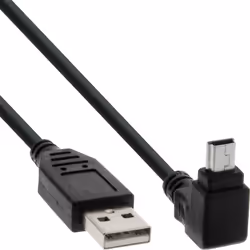 InLine Cavo USB 2.0 Mini, Am/ Mini Bm(5pol.), Angolato v/ Alto, nero, 0,5m, 0,5 m, USB A, Mini-USB B, USB 2.0, Maschio/Maschi ...