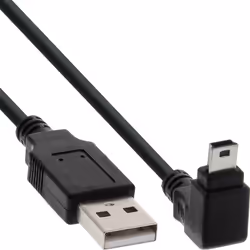 InLine Cavo USB 2.0 Mini, Am/ Mini Bm(5pol.), Angolato v/ Basso, nero, 2m, 2 m, USB A, Mini-USB B, USB 2.0, Maschio/Maschio,  ...