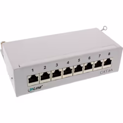 InLine Patch Panel Cat.6A, 8-porte, installazione tavolo/parete, nero RAL9005, Cat6a, Nero, Montaggio a muro
