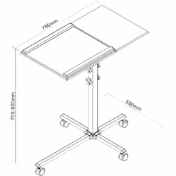 InLine Carrello Supporto Videoproiettori e Notebook, altezza 70-90cm
