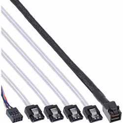 InLine Cavo Mini SAS, SFF-8643 a 4x SATA + Sideband, 1m, 1 m, SATA, 4 x SATA, Nero