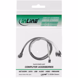 InLine Cavo Mini SAS, SFF-8643 a 4x SATA + Sideband, 0,5m, connettore 90°