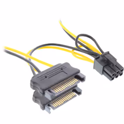 InLine Cavo di alimentazione int. da 6 pin PCIe F a 2x SATA 15pin M, 0,15m, 0,15 m, PCI-E (6-pin), 2 x SATA a 15 pin, Maschio ...