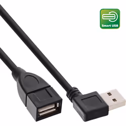 InLine Prolunga Smart USB 2.0 angolata, Tipo A,mreversibile - F, nero, 1m, 1 m, USB A, USB A, USB 2.0, Maschio/Femmina, Nero