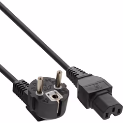 InLine Cavo alimentazione spina Shucko 90° presa C15, nero, 1m, 1 m, CEE7/7, Accoppiatore C15
