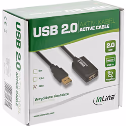 InLine Cavo USB 2.0 Am/ A F, Attivo Repeater, prolunga, nero, 5m