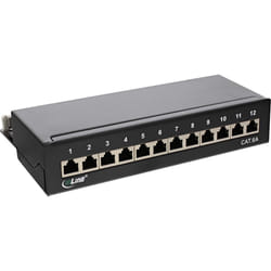InLine Patch Panel Cat.6A, 12-porte, per guida DIN in server rack, nero